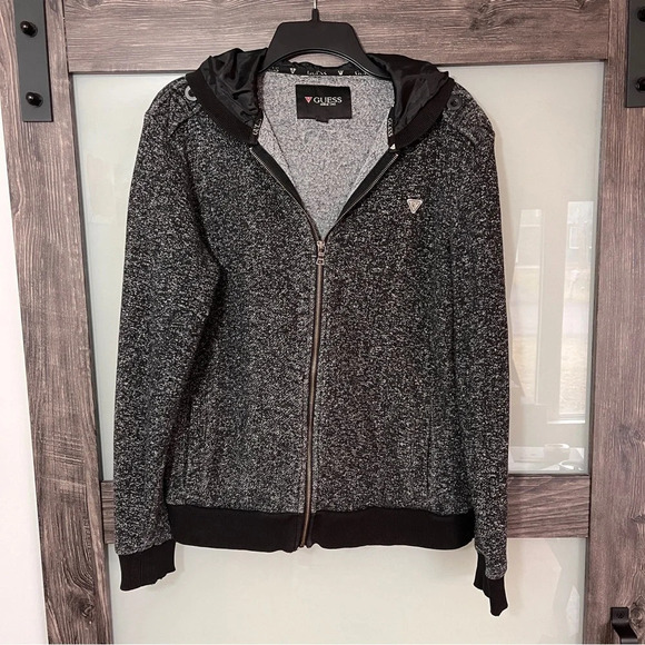 Guess Women’s Charcoal Full Zip Jacket w/ Military Style Shoulder Strap Detail - Picture 2 of 8